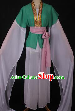 Traditional Chinese Shaoxing Opera Maidservants Green Dress Ancient Peking Opera Village Girl Costume for Women