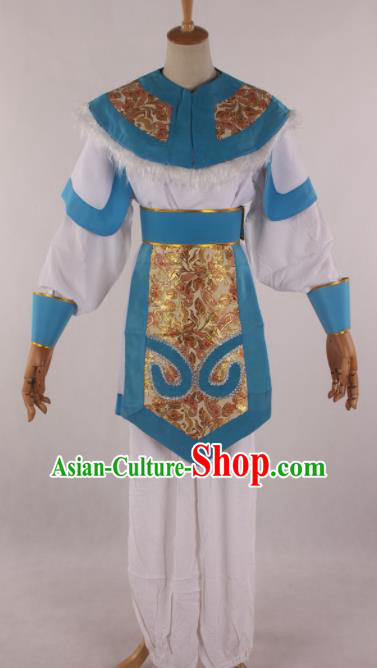 Traditional Chinese Shaoxing Opera Takefu Blue Clothing Ancient Imperial Bodyguard Soldier Costume for Men