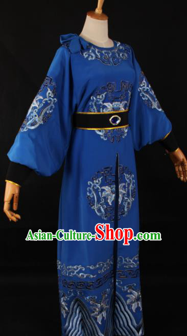 Traditional Chinese Shaoxing Opera Takefu Blue Clothing Ancient Imperial Bodyguard Costume for Men