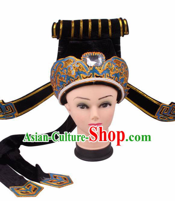 Traditional Chinese Shaoxing Opera Niche Black Hat Ancient Scholar Headwear for Men