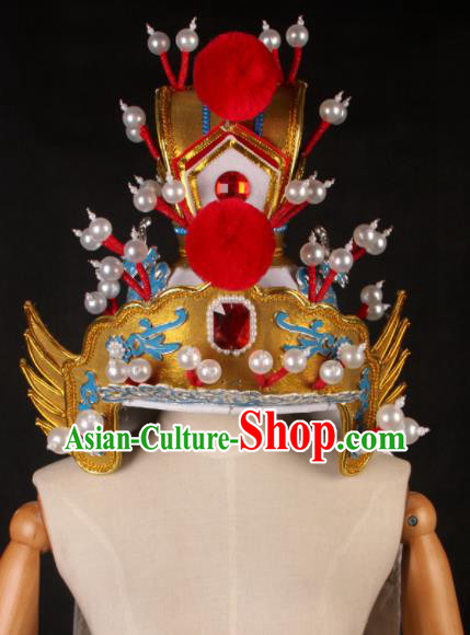 Traditional Chinese Shaoxing Opera Takefu Hat Ancient General Helmet Headwear for Men