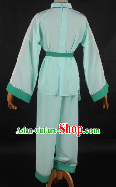 Traditional Chinese Shaoxing Opera Maidservants Green Clothing Ancient Peking Opera Poor Lady Costume for Women