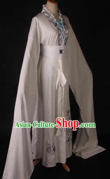Traditional Chinese Shaoxing Opera Widow White Dress Ancient Peking Opera Diva Costume for Women