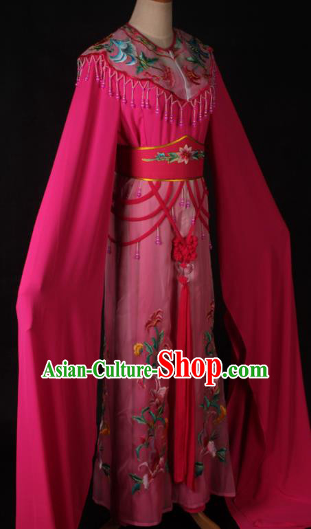Traditional Chinese Shaoxing Opera Peri Princess Rosy Dress Ancient Peking Opera Diva Costume for Women
