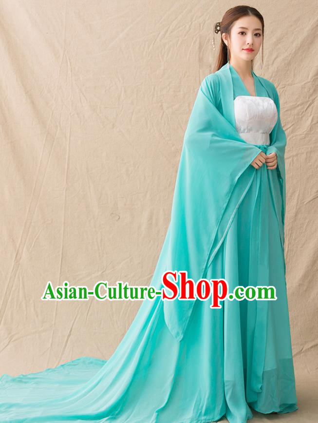Chinese Ancient Drama Palace Princess Green Hanfu Dress Traditional Song Dynasty Imperial Consort Replica Costumes for Women