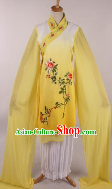 Chinese Traditional Shaoxing Opera Buddhist Nun Yellow Dress Ancient Peking Opera Actress Costume for Women