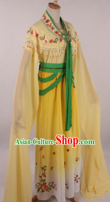 Chinese Traditional Huangmei Opera Seven Fairies Yellow Dress Ancient Peking Opera Actress Costume for Women