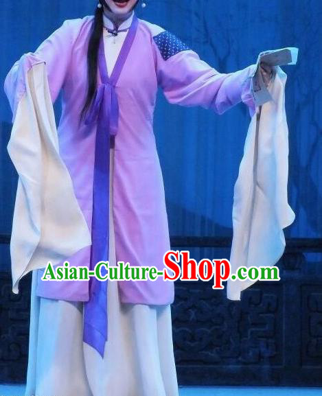 Chinese Traditional Shaoxing Opera Poor Lady Purple Dress Ancient Peking Opera Actress Costume for Women