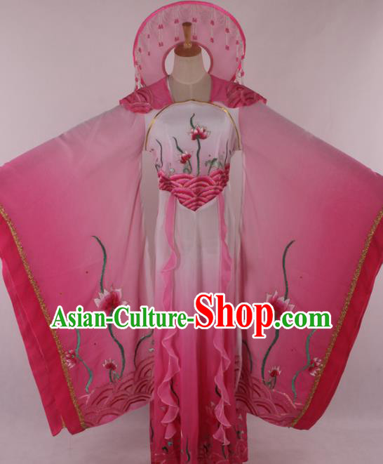 Chinese Traditional Shaoxing Opera Dragon Princess Pink Dress Ancient Peking Opera Actress Costume for Women