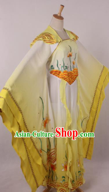 Chinese Traditional Shaoxing Opera Dragon Princess Yellow Dress Ancient Peking Opera Actress Costume for Women