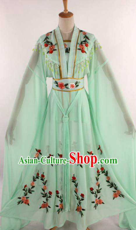 Chinese Traditional Shaoxing Opera Diva Goddess Light Green Dress Ancient Peking Opera Actress Costume for Women