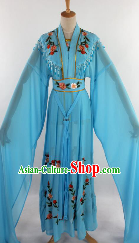 Chinese Traditional Shaoxing Opera Diva Goddess Light Blue Dress Ancient Peking Opera Actress Costume for Women