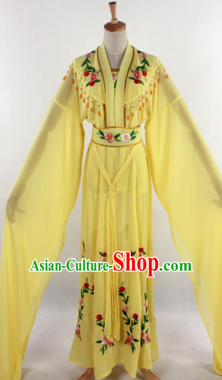 Chinese Traditional Shaoxing Opera Diva Goddess Yellow Dress Ancient Peking Opera Actress Costume for Women