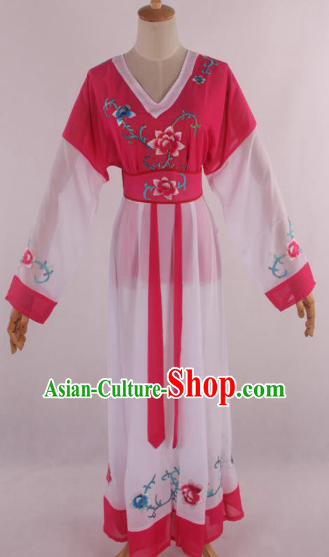 Chinese Traditional Shaoxing Opera Young Lady Rosy Dress Ancient Peking Opera Maidservant Costume for Women