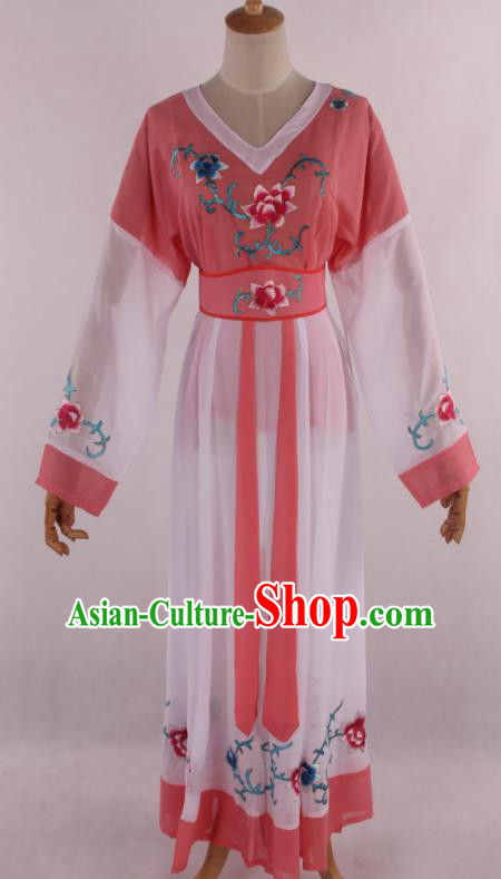 Chinese Traditional Shaoxing Opera Young Lady Peach Pink Dress Ancient Peking Opera Maidservant Costume for Women