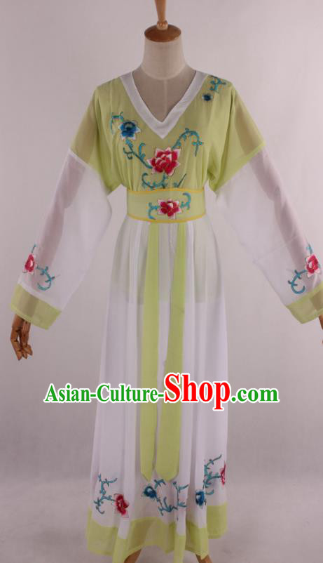 Chinese Traditional Shaoxing Opera Young Lady Light Green Dress Ancient Peking Opera Maidservant Costume for Women