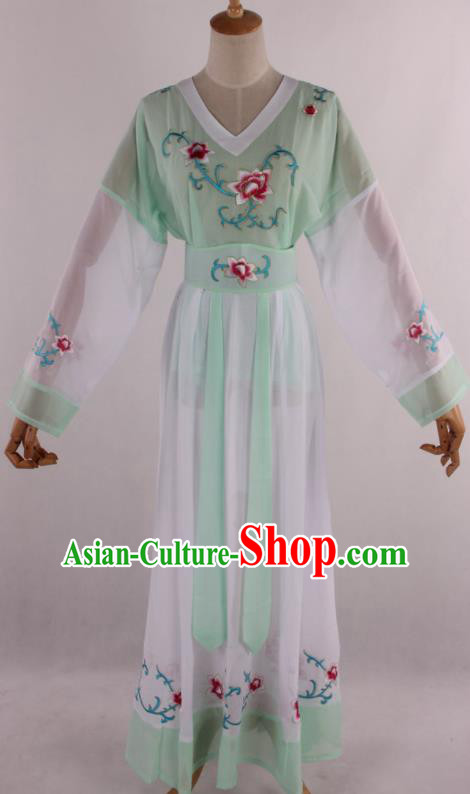 Chinese Traditional Shaoxing Opera Young Lady Aqua Green Dress Ancient Peking Opera Maidservant Costume for Women