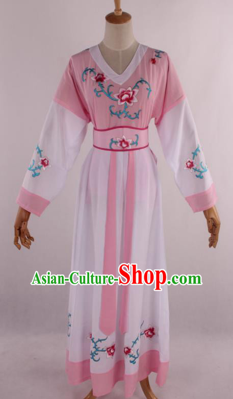 Chinese Traditional Shaoxing Opera Young Lady Pink Dress Ancient Peking Opera Maidservant Costume for Women