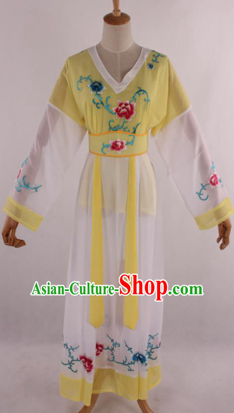 Chinese Traditional Shaoxing Opera Young Lady Yellow Dress Ancient Peking Opera Maidservant Costume for Women