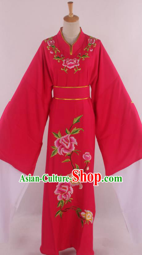 Traditional Chinese Shaoxing Opera Niche Scholar Embroidered Rosy Robe Ancient Nobility Childe Costume for Men