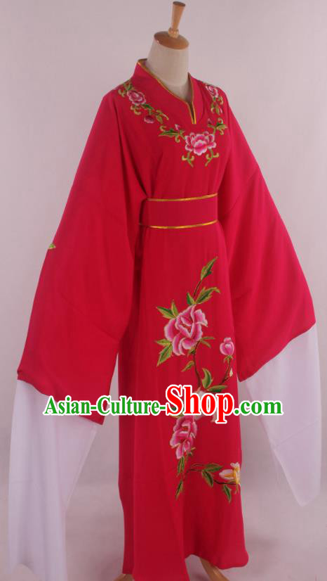 Traditional Chinese Shaoxing Opera Niche Scholar Embroidered Rosy Robe Ancient Nobility Childe Costume for Men