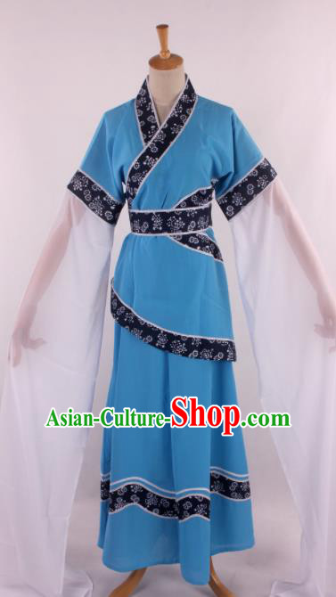 Chinese Traditional Opera Farmwife Blue Dress Ancient Peking Opera Diva Costume for Women