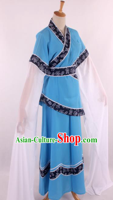 Chinese Traditional Opera Farmwife Blue Dress Ancient Peking Opera Diva Costume for Women