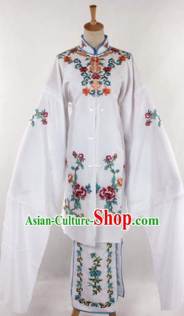 Chinese Traditional Beijing Opera Qin Xianglian White Dress Ancient Peking Opera Diva Costume for Women