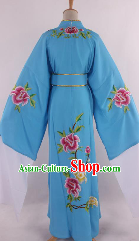 Traditional Chinese Shaoxing Opera Niche Scholar Embroidered Blue Robe Ancient Nobility Childe Costume for Men