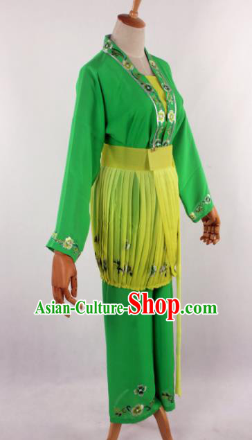 Chinese Traditional Beijing Opera Servant Girl Green Clothing Ancient Peking Opera Young Lady Costume for Women