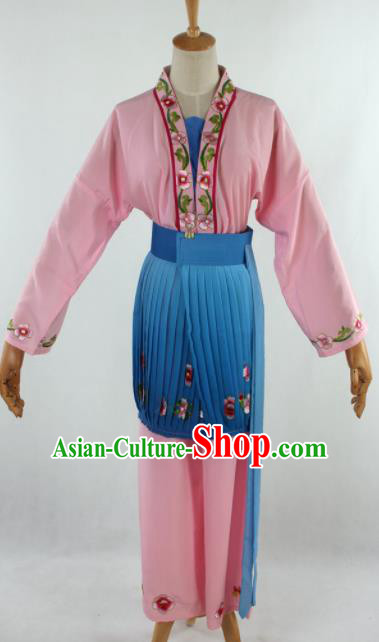 Chinese Traditional Beijing Opera Servant Girl Pink Clothing Ancient Peking Opera Young Lady Costume for Women