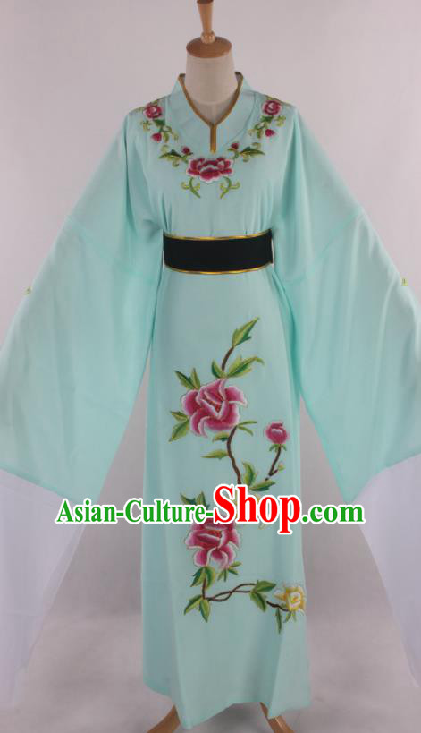 Traditional Chinese Shaoxing Opera Niche Scholar Embroidered Green Robe Ancient Nobility Childe Costume for Men