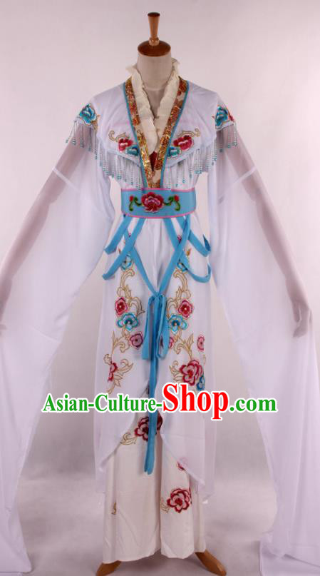 Chinese Traditional Beijing Opera Peri White Dress Ancient Peking Opera Diva Princess Costume for Women