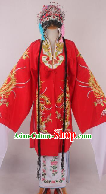 Chinese Beijing Opera Diva Red Dress Ancient Traditional Peking Opera Court Queen Costume for Women