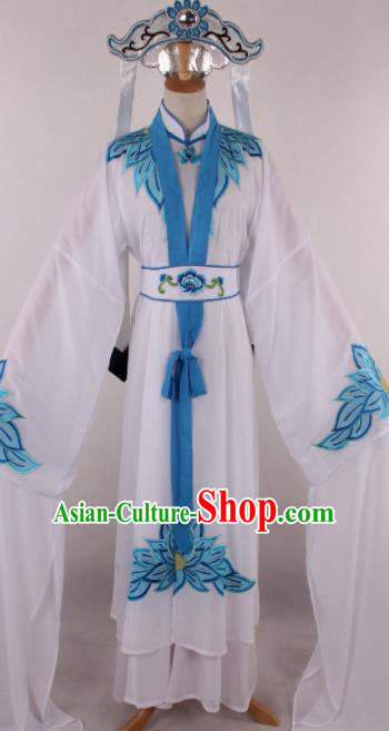 Chinese Beijing Opera Taoist Nun White Dress Ancient Traditional Peking Opera Actress Costume for Women