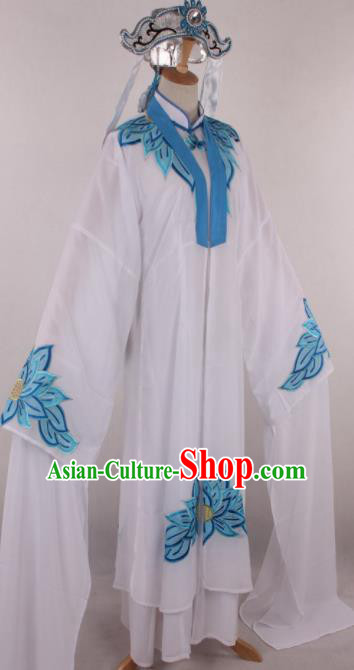Chinese Beijing Opera Taoist Nun White Dress Ancient Traditional Peking Opera Actress Costume for Women
