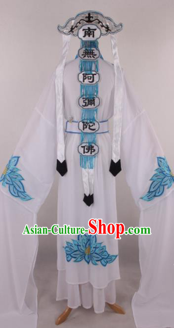 Chinese Beijing Opera Taoist Nun White Dress Ancient Traditional Peking Opera Actress Costume for Women