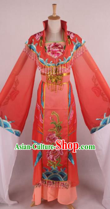 Chinese Beijing Opera Queen Orange Dress Ancient Traditional Peking Opera Actress Costume for Women