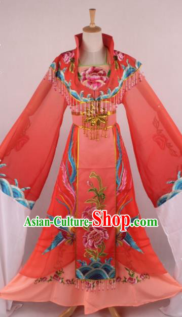 Chinese Beijing Opera Queen Orange Dress Ancient Traditional Peking Opera Actress Costume for Women