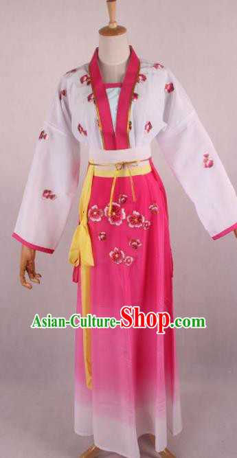 Chinese Beijing Opera Village Girl Rosy Dress Ancient Traditional Peking Opera Maidservant Costume for Women