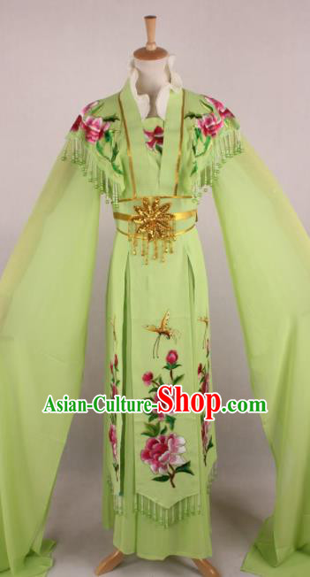 Professional Chinese Beijing Opera Nobility Lady Green Dress Ancient Traditional Peking Opera Diva Costume for Women