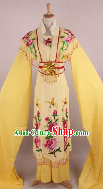 Professional Chinese Beijing Opera Nobility Lady Yellow Dress Ancient Traditional Peking Opera Diva Costume for Women