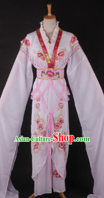 Professional Chinese Beijing Opera Palace Princess White Dress Ancient Traditional Peking Opera Diva Costume for Women