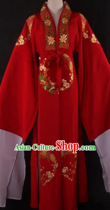 Traditional Chinese Shaoxing Opera Niche Gifted Scholar Red Robe Ancient Childe Costume for Men