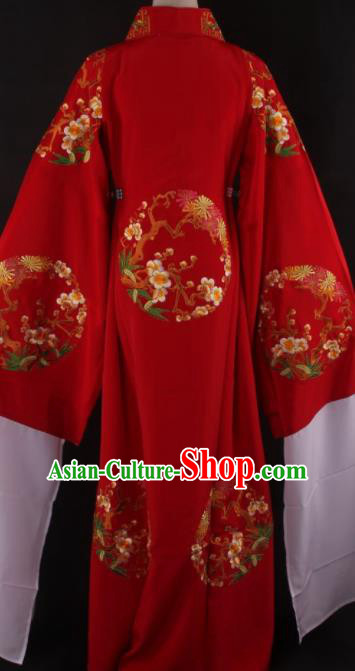 Traditional Chinese Shaoxing Opera Niche Gifted Scholar Red Robe Ancient Childe Costume for Men