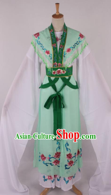 Chinese Traditional Beijing Opera Actress Princess Green Dress Ancient Peking Opera Diva Costume for Women