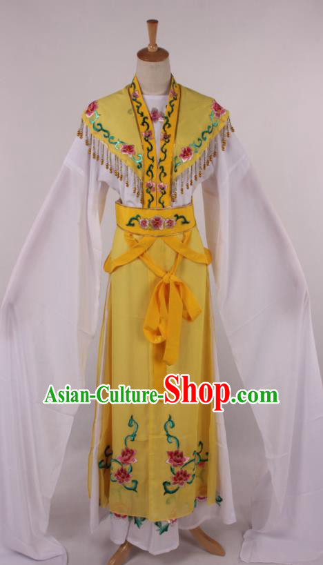 Chinese Traditional Beijing Opera Actress Princess Yellow Dress Ancient Peking Opera Diva Costume for Women