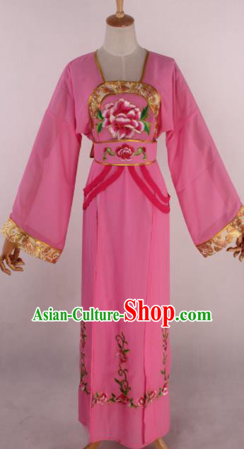 Chinese Beijing Opera Palace Maidservant Pink Dress Ancient Traditional Peking Opera Court Maid Costume for Women