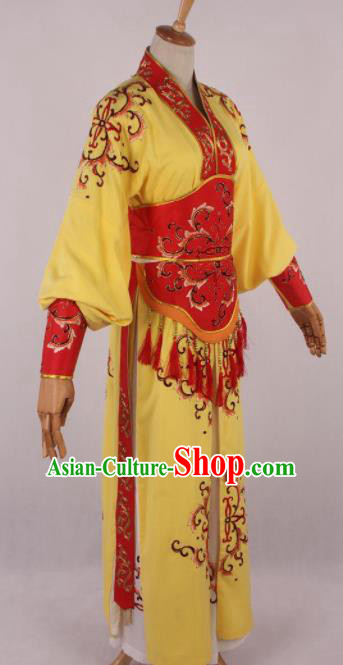 Chinese Traditional Beijing Opera Actress Yellow Dress Ancient Peking Opera Female Warrior Costume for Women