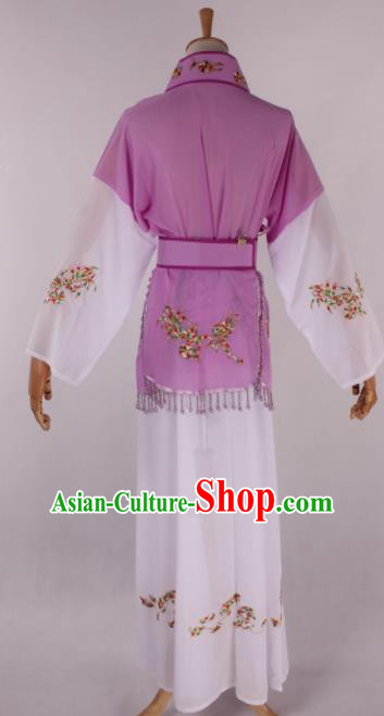Chinese Traditional Beijing Opera Young Lady Maidservant Purple Dress Ancient Peking Opera Costume for Women